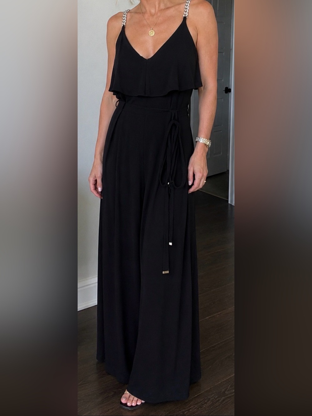 Michael Kors Black Wrap-Style Maxi dress